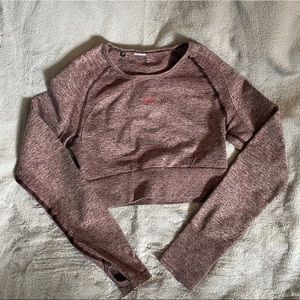 Gymshark Flex Long Sleeve Crop Top • Berry/Rose